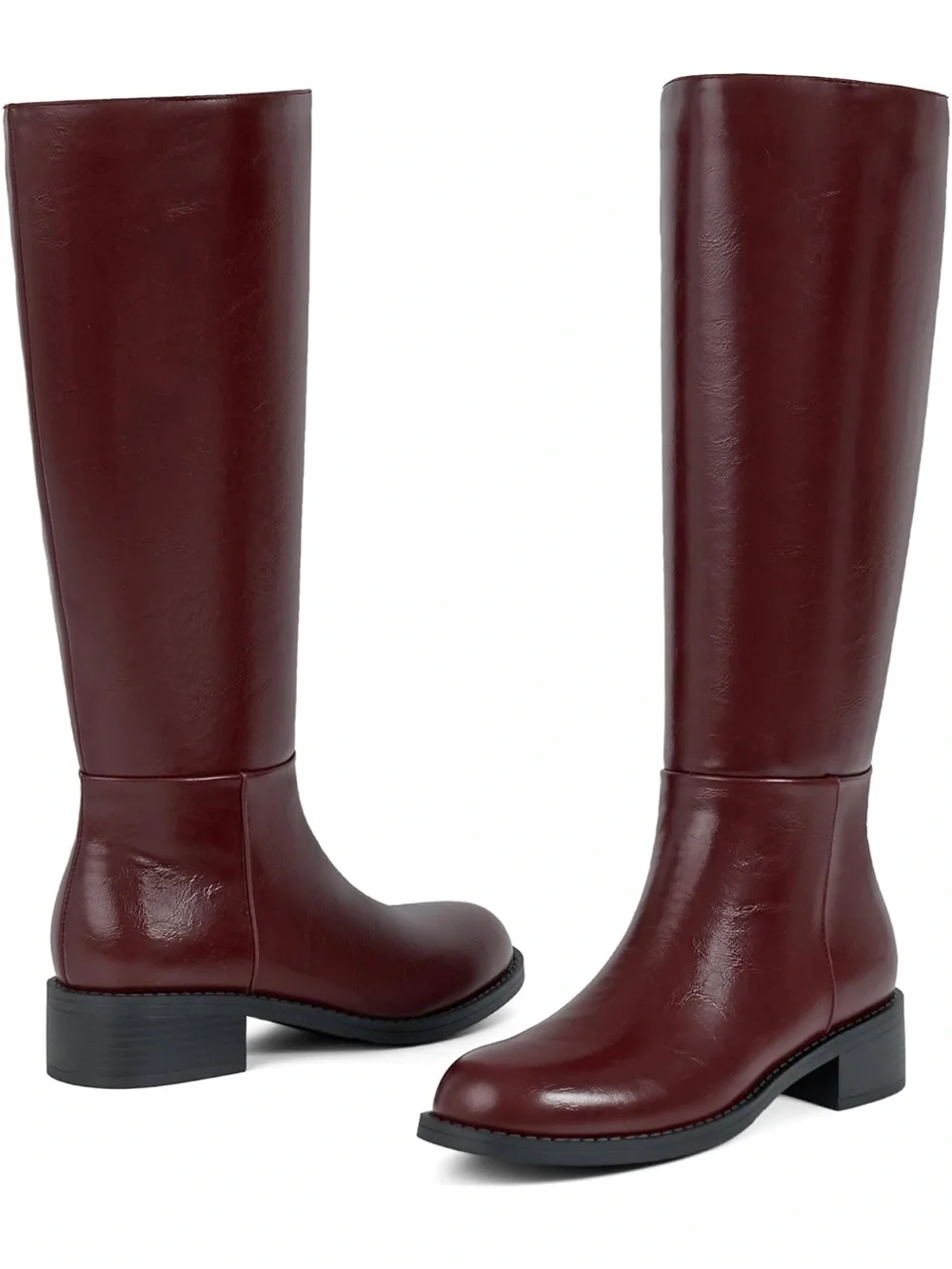 Women's Tall Leather Riding Boots - Burgundy (nwob)